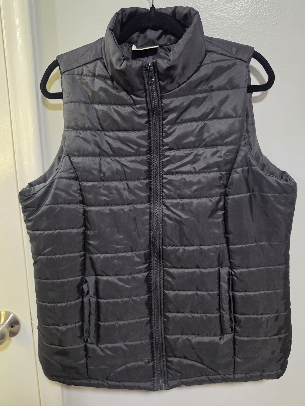 Bobbie Brooks Plus Black Quilted Puffer Vest 1X Full Zip Mock Neck